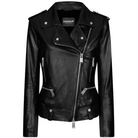 Dondup Biker Jacket W. Teddy, Black Nappa Leather